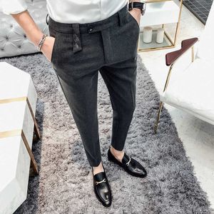 Fashion Embroidery Business Dress Pants Men Formal Office Social Suit Pants Casual Slim Fit Nightclub Party Streetwear Trousers 210527