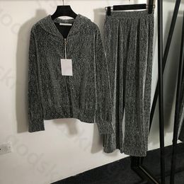 Mujeres pantalones de chaqueta de seda brillante pantalones de chándal con capucha con capucha de cárdigan drapeado pantalones de piernas ancho casual