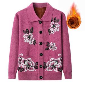 Mode -borduurwerk dames brei -vest middelste oude oude leeftijd dikke warme trui jas dames casual plus size jas hkd230815