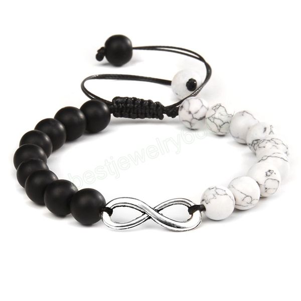 Mode sans fin amour infini chaîne bracelets pour femme hommes noir blanc perlé Bracelet réglable meilleur ami bijoux