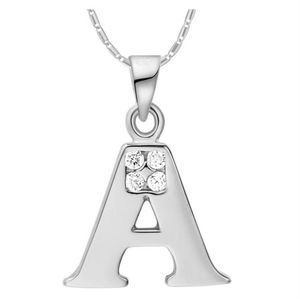 Mode Engels Brief Ketting Hanger Alfabet Letters A-R Kristal Wit Goud Vriendschap Minnaar Kerstcadeaus Necklaces221S