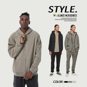 Fashion ESS Designer 2023 Nieuwe trendy dubbele track High Street losse hoodie Hoodie Zipper Coat Solid Color for Men and Womenou26