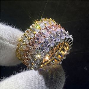 Mode bague de promesse éternelle 100% 925 argent sterling coupe ovale diamant fiançailles bague de mariage anneaux pour femmes hommes bijoux