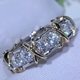 Mode Eternity Jewelry 5A Zircon pierre 10KT WhiteYellow Gold Filled Women Engagement Wedding Band Ring