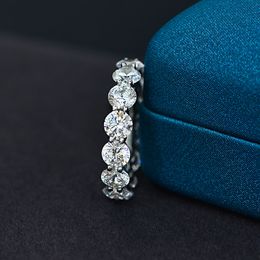 Mode Eternity Round Cut 5mm Moissanite Ring 100% Originele 925 Sterling Silver Party Wedding Band Ringen voor Dames edelstenen Sieraden
