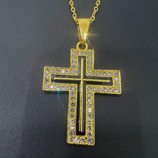 Collier croisé populaire en Europe et en amérique pour femme, bijoux Hip Hop tendance avec diamants complets