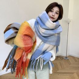 Mode Europa Herbst Und Winter Multi Farbe Verdickt Plaid Wolle Schal Für Frauen Mädchen Erweiterte Plaid Schal Paar Warme schal