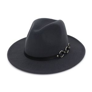 Mode Style européen femmes hommes Jazz Fedora chapeaux laine feutre chapeau à large bord Panama Fedoras Trilby noir pour unisexe