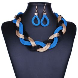 Mode overdreven ruwe voorbereiding van metalen ketting retro grote oorbellen sets van ketting