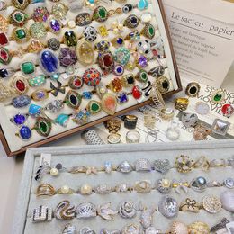Bague en Zircon avec incrustation de diamant de personnalité exagérée, couleur galvanisée, anneaux de forme géométrique, bijoux à main pour femmes