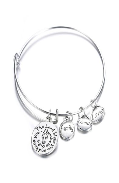Bracelets extensibles à la mode pour femmes, breloques d'amour de famille, plaqué argent, bijoux d'amitié 1810215