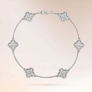 Les experts de la mode recommandent un bracelet à six fleurs de trèfle de bijoux avec un luxe léger en or épais élevé avec Vnain commun