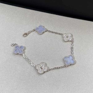 Mode -experts bevelen aan vanly sieraden armband natuurlijke paarse chalcedony vier blad klaver vijf bloem wit fritillaria ketting diamon met originele logo -box