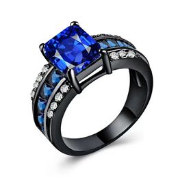 Fashion Exquise Black Gold Diamond Set Purple Zircon Lady Love Ring Anniversary Ring Gift