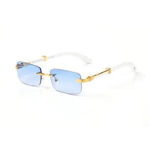 Gafas de sol de diseñador de moda Mujer Diseñador de marca Funky Azul Carti Cuerno de búfalo Señoras Gafas de sol para hombres Anteojos Lunettes De Soleil Oculo Feminino