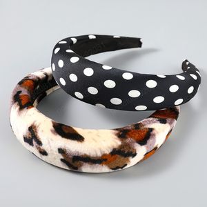 Mode tissu or velours motif léopard éponge bandeau rétro tendance fête large bord cheveux accessoires pour les femmes