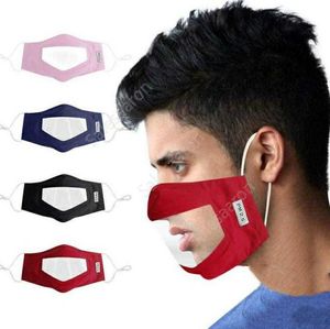 Mode visage couverture anti-poussière réutilisable lavable masque facial avec fenêtre en PVC transparent adultes sourds malentendants personnes élasticité contour d'oreille DAS214