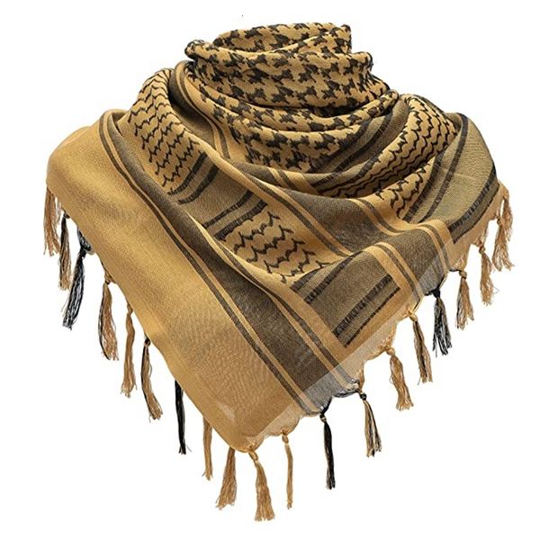 Masques de visage de mode Cache-cou 110 cm Écharpe en coton épaissie Randonnée en plein air Militaire Arabe Tactique Écharpe du désert Armée Shemagh Écharpes avec pompon pour hommes femmes 230920