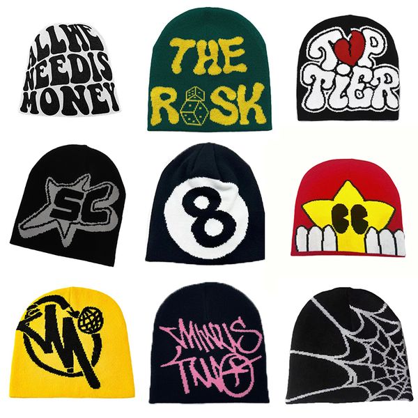 Mode Masques Visage Cache-Cou 9 Styles Y2K Mode Skullies Multi Couleurs Jacquard Chapeau Femmes Hommes Hip Hop Bonnet Tricoté En Gros Bonet Drop Accessoires 230803