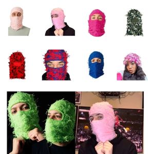 Mode gezichtsmaskers Neck Gaiter Balaclava Distressed Knit Full Face Ski Masks Shiesty Mask Camouflage Balaclava Fuzzy Balaclava Ski hat230612