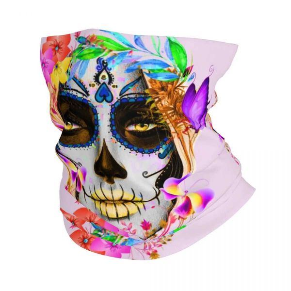 Fashion Face Masks Neck Gaiter Catrina Mexican Sugar Skull Lady Bandana Couvre Couvre de cou imprimé BALACLAVAS FACE MASCH