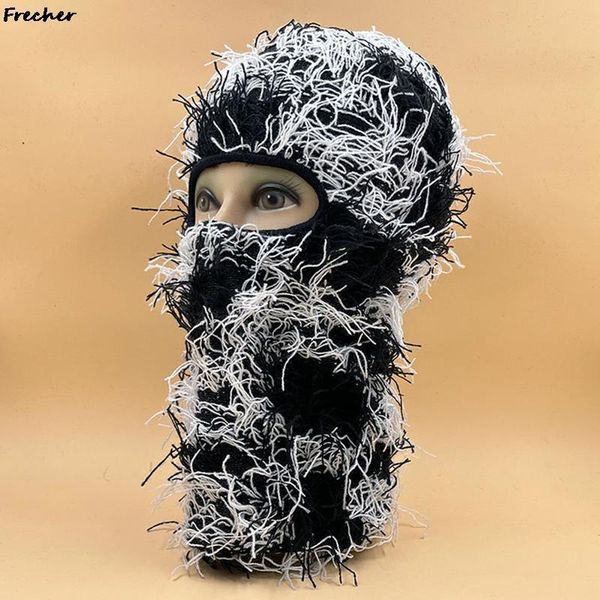 Fashion Face Masks Neck Gaiter Distressed Ski Mask Creative Full Face Cover for Women Men Balaclava Keep Warm Fashion Beanies Wool Knitted Hats Cosplay Hat 230612