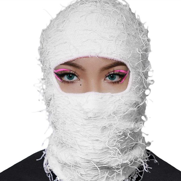 Fashion Face Masks Neck Gaiter Distressed Balaclava Trending Ski Mask Wind Proof Winter Distress Facewear Full Face Beanie Cap for Men Women Grey One Size 230612
