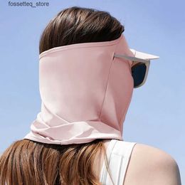 Mascarillas de moda Cuello Polaina Mascarilla facial sólida protección para los ojos protector solar toalla facial con máscara facial de seda con tinta C Máscara facial Gini máscara para el sol femenina L240322