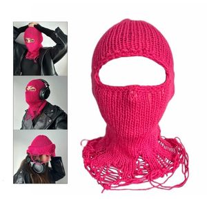 Fashion Face Masks Neck Gaiter Knit Beanie Balaclava Distressed Knitted Full Face Ski Mask Winter Neck Warmer for Men Women One Size Fits All 230612