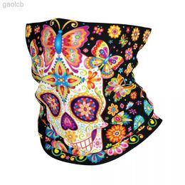 Fashion Face Masks Neck Gaiter Mexicaanse bloemen Sugar Skull Winter Band Nek Warmer wandel Camping Tube Scarf Halloween Day of the Dead Face Bandana Gaiter 240410