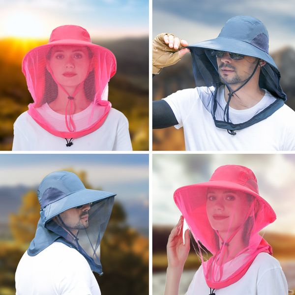 Moda Mascarillas Cuello Polaina Mantener al aire libre Insectos Mosquitera Apicultor Anti Abeja Sombrero Malla Pesca Protección solar Máscara Sombrilla Cubiertas para la cabeza Unisex 230617