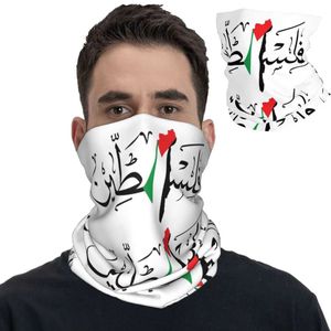 Fashion Face Masks Neck Gaïer Palestine Arabe Calligraphie Nom Palestinien Bandana Couvre de cou imprimé BALACLAVAS VACE SCRANTE CHEURS CHEURS RUNN Y240425SZIV