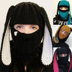 Masques de mode Masques de cou Cache-cou Lapin Balaclava Bonnet Crochet Bonnet tricoté Skullies Bonnet Longue oreille Chapeau Lapin Chapeau Oreilles de lapin Chapeau Hiver Chaud Chapeau drôle 230719