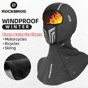 Masques de visage de mode Cache-cou ROCKBROS Casquette de cyclisme Hommes Femmes Moto Balaclava Sports de plein air Coupe-vent Chaud Polaire Masque de ski complet pour l'automne hiver 230719