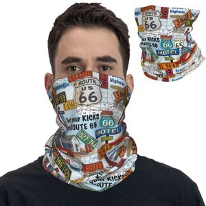 Fashion Face Masks Neck Gaiter Route 66 Automobile Road Map Bandana Neck Cover Gedrukte Balaclava's Wrap Scarf Warm Kopdekweer Running Men Vrouwen Volwassen Winddicht Y240425