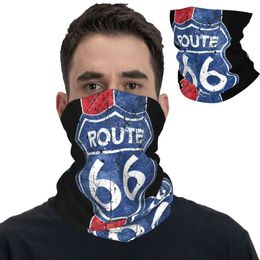 Fashion Face Masks Neck Gaiter Route 66 Historische Road Bandana Neck Cover Gedrukte Balaclava's Face Scarf Multifunctioneel fietsen Running Running Unisex Adult Winter Y240425