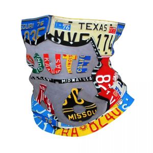 Fashion Face Masks Neck Gaiter Route 66 Plaque d'immatriculation Art Road Bandana Couvre Couvre de cou imprimé BALACLAVAS VACE Écharpe Cycling Fishing For Men Women Ad Y240425GNYK