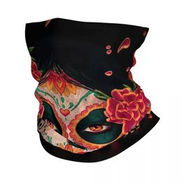 Fashion Face Masks Neck Gaiter sucre Skull Halloween Bandana Neck Gaiter imprimé Santa Muerte Balaclavas Masque masque Scarf Cycling Fishing Men Adulte Y240425LI8Z