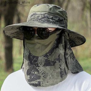 Masques de mode Masques de cou Guêtre d'été Chapeaux d'été pour hommes et femmes Pare-soleil en plein air Large nœud papillon pêcheur Crème solaire adaptée à la chasse à la pêche L240323