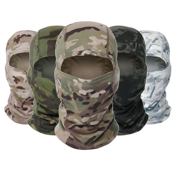 Mode Masques Visage Cache-Cou Tactique Camouflage Balaclava Masque Complet Ski Vélo Vélo Armée Chasse Tête Couverture Écharpe Multicam Militaire Airsoft Cap Hommes 230818