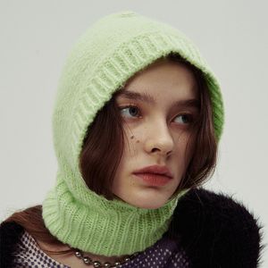 Mode Masques Visage Cache-Cou Chapeaux D'hiver pour Femmes Filles Y2K Bonnet K-pop Style Coréen Chaud Écharpe À Capuche Casquettes 2-en-1 Balaclava Crâne En Tricot 230802