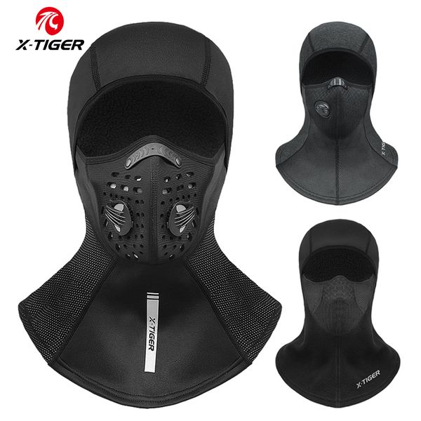 Máscaras faciales de moda Polaina para el cuello X-TIGER Máscara de esquí de invierno Máscara de ciclismo Máscara de ciclismo antipolvo con filtro Cubierta de cara completa a prueba de viento Pasamontañas Sombrero de patinaje de esquí 230717