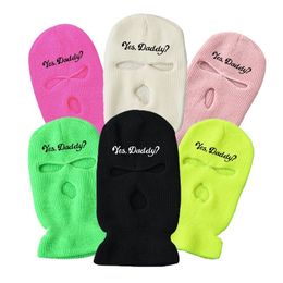 Mode Gezichtsmaskers Halsbeenkap Ja Daddy Letter Borduursel Effen kleur bivakmuts Skimasker Warm houden Herfst Winter Hiphop Heren Beanie Hat Skull Cap 230717