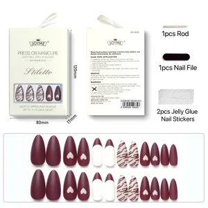 Mode valse nagels voor vrouwen meisjes 24 tips water drop -vorm luipaard print met manicure nail art tools set