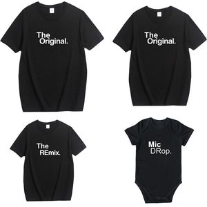 Mode familie matching outfits brief gedrukt de originele remix t-shirts vader en zoon kleding baby romper 210429
