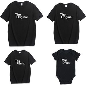 Mode familie matching outfits brief gedrukt de originele remix t-shirts vader en zoon kleding baby romper 210521