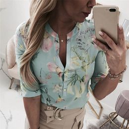 Mode-fanbety vrouwen verstelbare mouw kettingen ananas print knop blouse shirts vrouwen elegante vrije tijd top sexy v-hals basic blusas