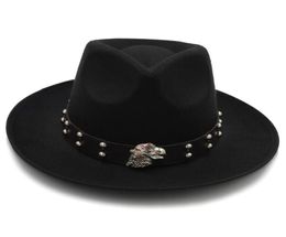 Sombrero Fedora de fieltro Fascinator de moda para papá hombres invierno otoño Chapeu Feminino Jazz Sombrero Caballero Sombrero papá águila Punk Belt7173677