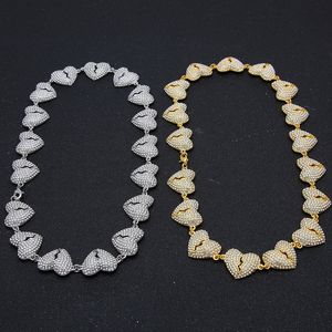 FASHION- Mode Hip Hop diamant Glacé Chian Collier bijoux des femmes des hommes d'or coeur brisé Collier