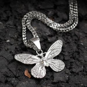 Fashion-Fashion Hip Hop Lovers Or et Argent Plaqué Papillon Collier Chaîne En Acier Inoxydable Rappeur Cubain Chaînes Bijoux Cadeaux pour Couples